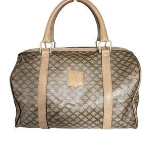 Vintage Celine Macadam Monogram Boston Bag Tan Brown Triomphe Logo